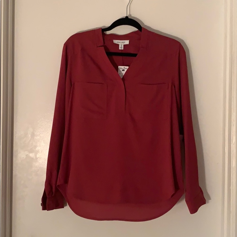 Maroon button long sleeve shirt